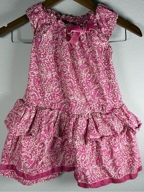 Girls' Pink Floral Ruffle Dress